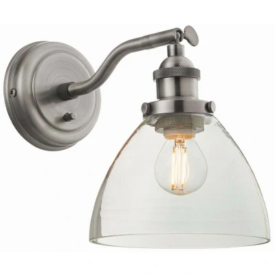 Image of Hansen Dome Wall Lamp Brushed Silver Paint, Clear Glass