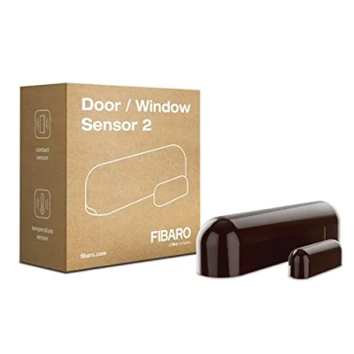 Image of Fibaro Door Window 2 Z Wave Plus Magnetic Reed Switch with Temperature Sensor, Dark Brown