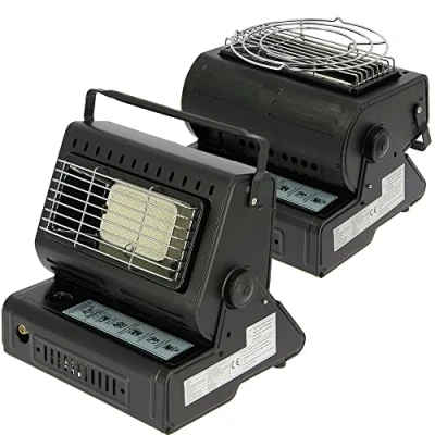 Image of Portable 2in1 Gas Stove Cooker &amp; Heater System 1.3kw Camping Carp Bivvy Fishing Fits 227g And 450g Butane Cannisters (Black)