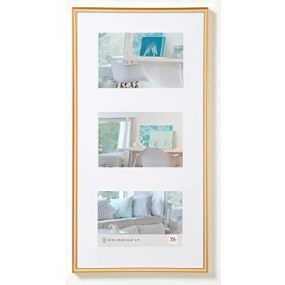 Image of walther Design Picture Frame Gold 3x 10x15 cm Gallery with PassepArtout, New Lifestyle Plastic KV315G