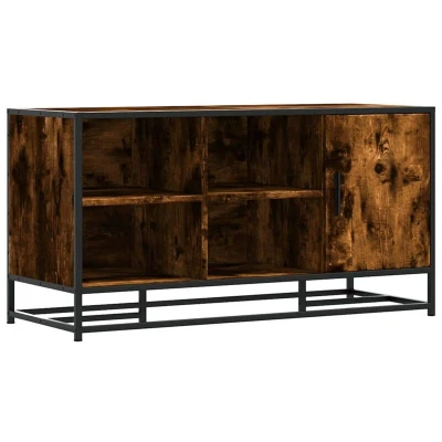 Image of vidaXL Shoe Bench Smoked Oak 100x40x53.5 cm Engineered Wood and Metal