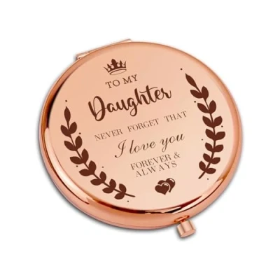 Image of CoCoCherry Daughter Gifts Compact Pocket Makeup Mirror, For Daughter, Birthday Gifts, Travel Her, Unique Stuff Her.