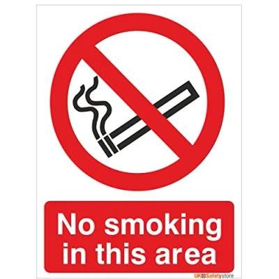 Image of No Smoking In This Area Sign 150mm x 200mm Rigid Plastic