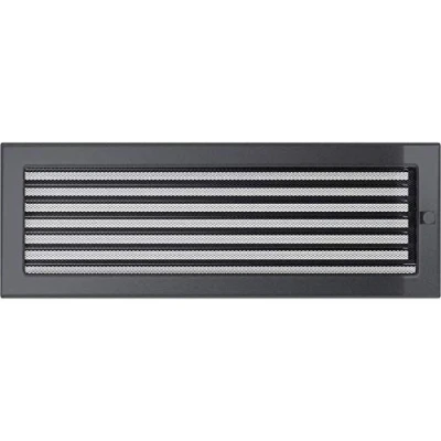 Image of KRATKI Ventilation Grille Fireplace 17cm x 49cm Graphite with Blinds