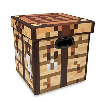 Image of Minecraft Crafting Table Fabric Storage Bin Cube Organizer with Lid 13 Inches