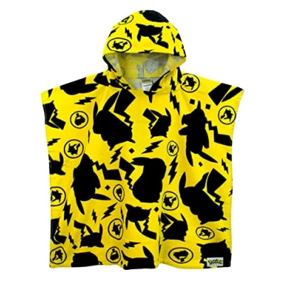 Image of PoKéMoN Towel For Boys or Girls Hooded Pikachu Poncho Kids Pool Swim and Beach Towels, Yellow (pmpo5830)