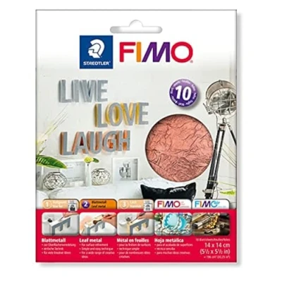Image of STAEDTLER 8781 26 FIMO Metallic Leaf Metal for Polymer Modelling Clay Decorating Copper (Pack of 10 Sheets)