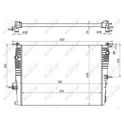 Image of 214100014R, 214103792R, 8660003475 Engine radiator NRF 53965 Aluminium 650mm 470mm 18mm Mechanically jointed cooling fins RENAULT: MEGANE 3 Coupe