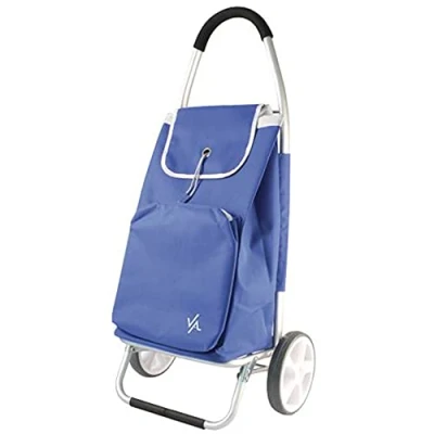 Image of Amig Thermal Shopping Trolley 2 Wheels 50L Capacity 15kg Max Load Lightweight Aluminium Insulated Bag Eco Friendly Colour Blue
