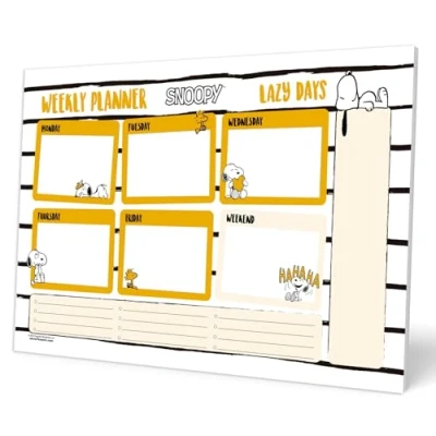 Image of Grupo Erik Snoopy Weekly Planner A4 Family Calendar, 54 Tear Off Pages, Desk Organiser Planner, To Do List Gifts