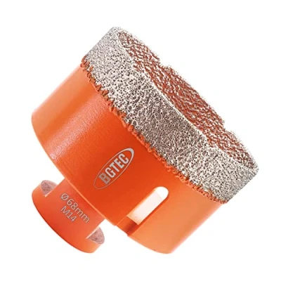 Image of BGTEC Diamond Drill Bit Tile Hole Saw 68mm with M14 Thread for Porcelain Ceramic Granite Marble Masonry Stone Vacuum Brazed 60mm Length