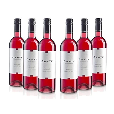 Image of Canti Merlot Italian Rosè Dry Wine 11.5%, Smooth Flavor with a Strong Fruity Taste, 6x750 ml