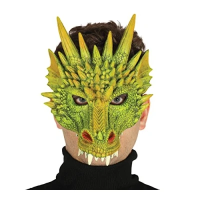 Image of Fiestas Guirca Dragon Crescent Mask Adult Unisex, Green, 2414