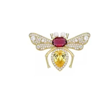 Image of LISADORE Rhinestone Insect Bee Brooch Pin Cute Crystal Honeybee Lapel Animal Brooches Corsage Women Girls Cloth Accessories
