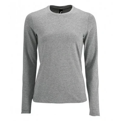 Image of SOLS Womens/Ladies Imperial Long Sleeve T Shirt (Grey Marl) Size 2XL