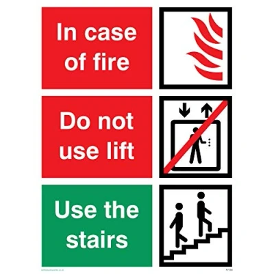 Image of Viking Signs FV1350 A3P V &quot;In case of fire; Do not Use lift; the stairs&quot; Sign, Vinyl, 400 mm H x 300 W