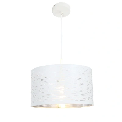 Image of Barca Cylindrical Pendant Ceiling Light White 1x E27