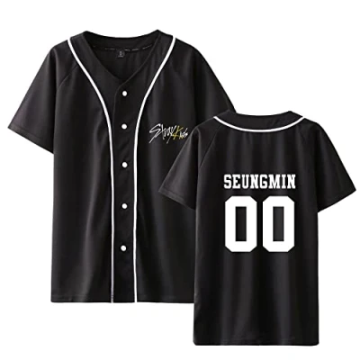 Image of Tshirt Kpop Yellow Wood Short Sleeved Changbin Hyunjin Felix Seungmin Jeongin Jisung Minho Woojin BangChan Tee Shirt Fashion Wild Color StrayKids New Casual Baseball Uniform T