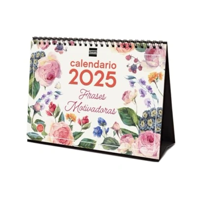 Image of Finocam Calendar Desktop Images to Write 2025 Month View January December (12 months) Motivational phrases Spanish
