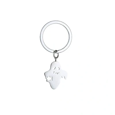 Image of ARFUKA Keyring Ghost Pendant Keychain Zinc Alloy Key Chain Metal Keyfob Ring Gift for Christmas and Birthday Silver