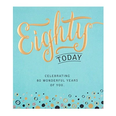 Image of Hallmark 80th Birthday Card &quot;Wonderful Years Of You&quot; Medium