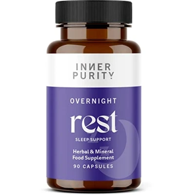 Image of Overnight Rest Sleep Supplement with Lemon Balm Extract, Magnesium and More, Natural Vegan Support for Adults Relaxation Deep Restful Sleep, 90 Capsules