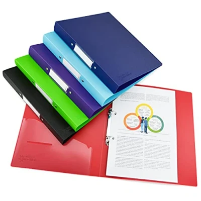 Image of Rapesco 1659 Germ Savvy Antibacterial, A4 2 Ring PP Binder, 35 mm Spine, Assorted Colours, Set of 6