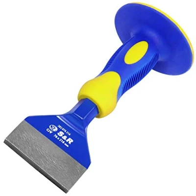 Image of S&amp;R Tile Chisel 216 x 76 mm Brick Made of Chrom Vanadium Steel with Hand Protection, Specially Bevelled Blade/Hand