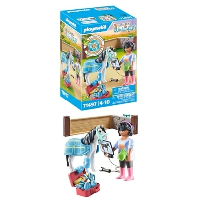 Image of Playmobil 71497 Horses of Waterfall: Horse Therapist, loving care and nourishment for the horses, with bandages tasty treats, detailed play sets suitable children ages 4+