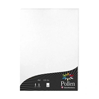 Image of Clairefontaine Ref 24302C Pollen Coloured Paper (Pack of 50 Sheets) A4 (210 x 297mm), 120gsm Paper, Inkjet &amp; Laser Printer Compatible, Acid Free Iridescent White