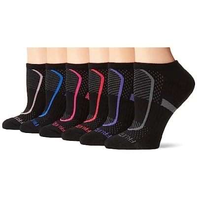 Image of Fruit of the Loom Women&#039;s Coolzone No Show Socks (6 Pack), Black Assorted, 3.5 9 UK