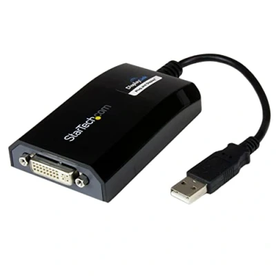 Image of StarTech.com USB to DVI Adapter 1920x1200 External Video &amp; Graphics Card Dual Monitor Display Cable Supports Mac Windows (USB2DVIPRO2),Black