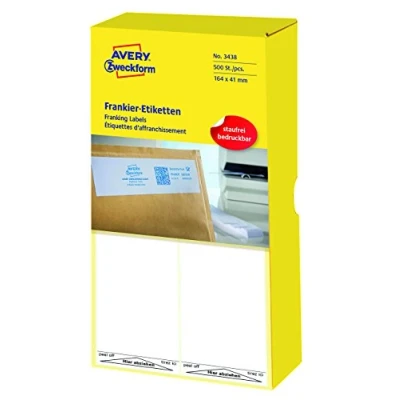 Image of Avery Zweckform 3438 Franking Labels 168 x 44 MM 1 Pack of 500 White
