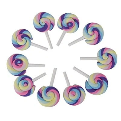 Image of WINOMO Clay Lollipop Novelty Craft Buttons Candy Embellishment Cabochon DIY 10 Piecess