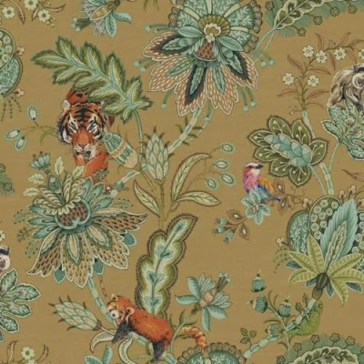Image of Holden Animal Jacobean Wallpaper Modern for Living Room, Bedroom, Fireplace Decorative Luxury Nature Wall Paper with Floral Trails, Paisley Pattern &amp; Wildlife (Ochre Holden)