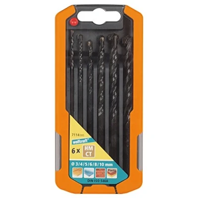 Image of wolfcraft Universal Drill Bit, Tungsten Carbide Tipped, Ø 310 mm, 6 Pcs. I 7114000 For drilling into wood, stone, metal and plastic