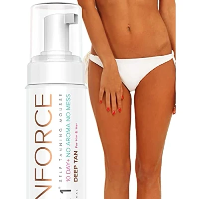 Image of NYK1 TanForce Fake Tan Mousse (250ml) AWARD WINNING Self Natural Look Gradual Tanning Lotion For Face And Body Bronzing Streak Free Flawless Finish