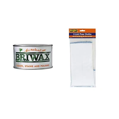 Image of Briwax Original Old Pine Wax Furniture Polish 400g with 3 Pack of Linf Free Cloths
