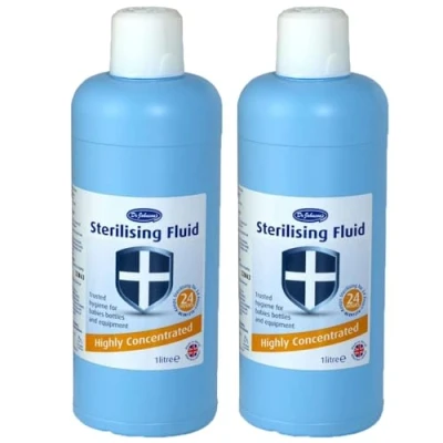 Image of Dr Johnsons Highly Concentrated Sterilising Fluid Baby Bottle Cleaner Cold Water Steriliser with Welari Thank You Card (2L)