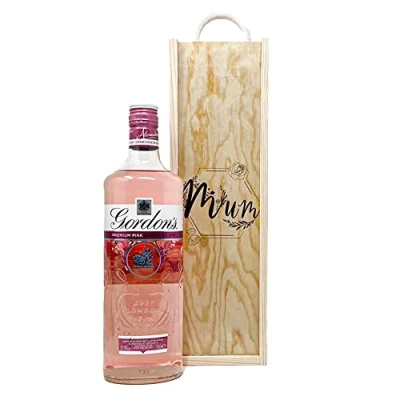 Image of Gordons Premium Pink Gin Gift Set 70cl for Mum Gifts Women, Mothers Day Gifts, Pamper Mum, Alcohol Hampers and Gourmet