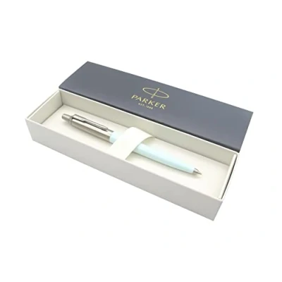 Image of Parker Jotter Stainless Steel Ballpoint Pen Artic Blue Pastel Finish Ink Gift Boxed