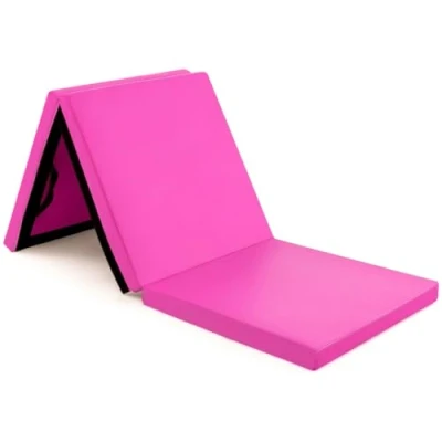 Image of Yoga Mat Exercise Fitness Tri Fold Foam Extra Thick Non Slip Large Padded High Density Pilates Stretching Home Gym Equipment Accessory 3 Folding Mats Multi Purpose Workout with Carrying Handle