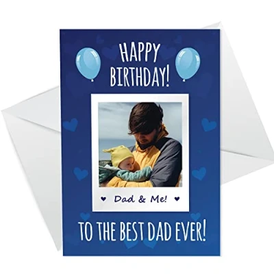 Image of RED OCEAN Personalised Birthday Card For Dad Custom Photo From Son Daughter