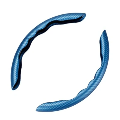 Image of MUGE RACING Carbon Fiber Steering Wheel Cover，Universal Anti Skid Car Covers for Most Cars, 2Pcs, Blue