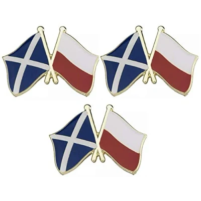 Image of set of 3 x Flag Scotland and Poland friendship metal pin badges badge