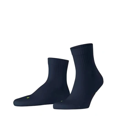 Image of FALKE Unisex Run U SSO Cotton Plain 1 Pair Socks, Blue (Marine 6120) ribbed shaft, 11 12.5