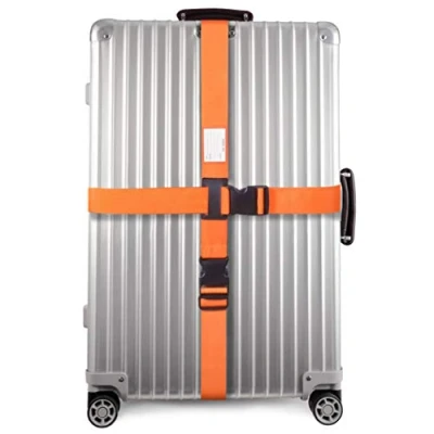 Image of OW Travel Personalised Luggage Cross Straps for Suitcases (1 Pack Orange) Easy to Spot Sturdy Suitcase with labels.Luggage Strap Belt Baggage.Bag Case Belts