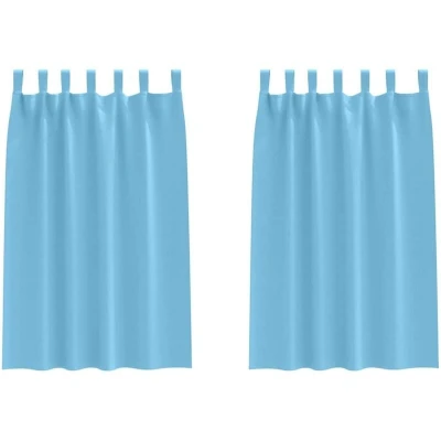 Image of Curtains with 2 pcs Light blue 175 x 140 cm Polyester Vidaxl