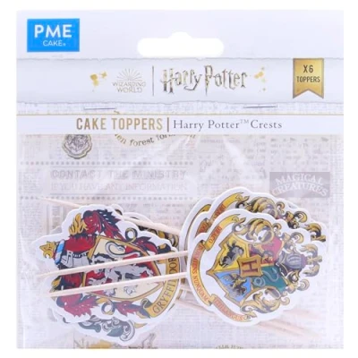 Image of PME Harry Potter Cake Toppers, Pack of 6, Hogwarts Crests