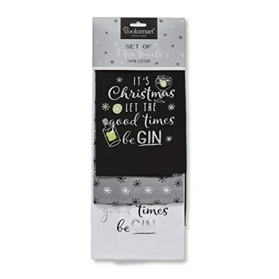 Image of Cooksmart Let The Good Times Be Gin Tea Towels 3pk